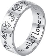 wildflower floral ring: 925 sterling silver band jewelry gift for her/him - ideal for wedding, engagement, birthday, promise - customize with engraving logo