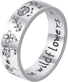 img 4 attached to Wildflower Floral Ring: 925 Sterling Silver Band Jewelry Gift for Her/Him - Ideal for Wedding, Engagement, Birthday, Promise - Customize with Engraving