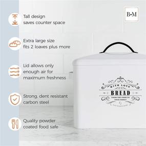 img 1 attached to 🏡 Farmhouse Bread Box - Extra Large Bread Storage Container for Kitchen Counter, Holds 2+ Loaves, Vintage Style Organizer for Rustic and Vintage Kitchen Decor