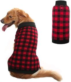 img 4 attached to 🐶 PUPTECK Dog Sweater: Plaid Style Pet Winter Knitwear for Warmth