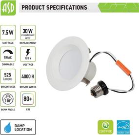 img 3 attached to ASD 7.5W Dimmable LED Recessed Lighting: 30W Equivalent | Bright 4000K Downlight | UL Listed & Energy Star Certified