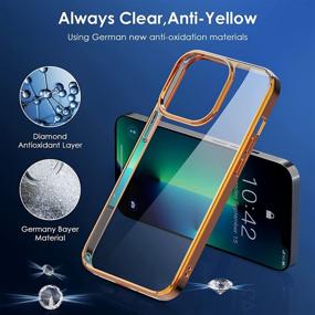 img 1 attached to 📱 iPhone 13 Pro Clear Case, FLOVEME [Non-Yellowing] Slim Thin Shockproof Protective Phone Case for Women - Orange