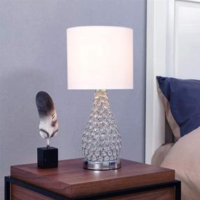 img 3 attached to 🌟 POPILION Alloy Chrome Crystal Table Lamp for Elegant Bedroom Decor: Stylish Bedside Desk Lamp with TC Fabric Shade for Living Room Nightstand