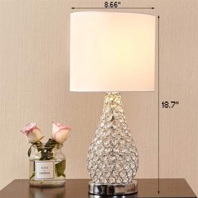 img 2 attached to 🌟 POPILION Alloy Chrome Crystal Table Lamp for Elegant Bedroom Decor: Stylish Bedside Desk Lamp with TC Fabric Shade for Living Room Nightstand