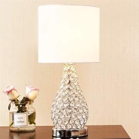 img 4 attached to 🌟 POPILION Alloy Chrome Crystal Table Lamp for Elegant Bedroom Decor: Stylish Bedside Desk Lamp with TC Fabric Shade for Living Room Nightstand