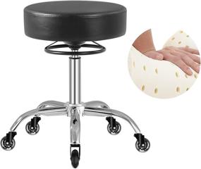 img 4 attached to Professional Grade MINELOFF Rolling Stool with Wheels - 400lbs Capacity, Heavy Duty Lash Chair Adjustable for Tatoo Lab Massage Salon Spa Drafting Nail Teach - 360 Swivel, Leather, Thick Seat Padding (Black)