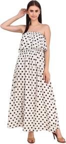 img 2 attached to 👗 BoheeWohee Women's Bohemian Rayon Strapless Printed Flowy Maxi Dress: Perfect for Party and Summer