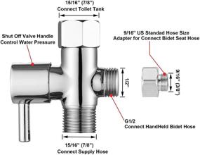 img 3 attached to 🚽 Chrome T Valve with Shut-off, T Adapter for Toilet - Bidet Attachment for Toilet