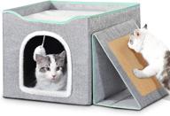 🐱 indoor cat beds: upgraded foldable cube cave house with sisal scratcher and fluffy ball - perfect for kitty play and comfortable rest logo