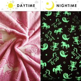 img 3 attached to 🦄 HOMEELF Pink Glow in the Dark Blanket - 50 x 60 inches, Soft Plush Unicorn Star Throw Blanket - Perfect Halloween, Christmas, Thanksgiving, Birthday Gift for Kids, Women, Girls, Boys