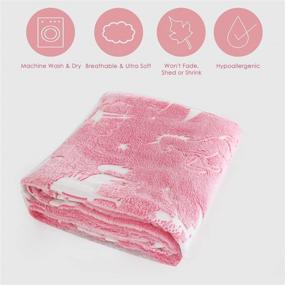 img 1 attached to 🦄 HOMEELF Pink Glow in the Dark Blanket - 50 x 60 inches, Soft Plush Unicorn Star Throw Blanket - Perfect Halloween, Christmas, Thanksgiving, Birthday Gift for Kids, Women, Girls, Boys