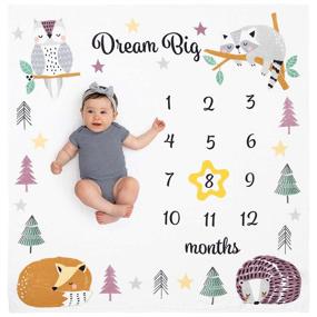 img 4 attached to 🧺 Monthly Milestone Organic Baby Blanket - Nursery Bedding in Kids' Home Store