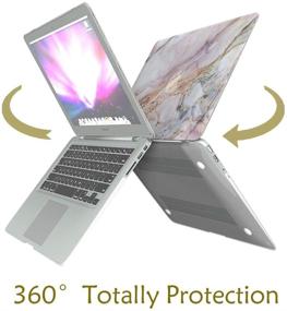 img 1 attached to 📦 Complete Marble Hard Shell Cover Set for MacBook Air 13 Inch (2010-2017) - Keyboard Cover, Screen Protector - Elegant Marble Design - Compatible with Model A1369/A1466 (NO Touch ID)