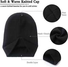 img 1 attached to Unisex Black Beanie Hat - Winter Warm Knit Cap for Men and Women - Cuffed Skull Cap - Daily Beanie Gift