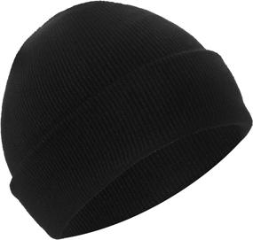 img 4 attached to Unisex Black Beanie Hat - Winter Warm Knit Cap for Men and Women - Cuffed Skull Cap - Daily Beanie Gift