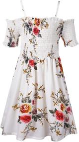 img 4 attached to 🌸 Charming Floral Sundress: Sleeveless Spaghetti Strap Girls' Clothing