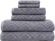 🚿 premium classic turkish towels: 6-piece luxury bath set with 100% cotton, grey color - soft, absorbent and textured bath, hand, and washcloths towels logo