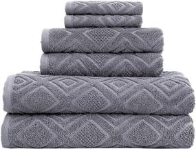 img 4 attached to 🚿 Premium Classic Turkish Towels: 6-Piece Luxury Bath Set with 100% Cotton, Grey Color - Soft, Absorbent and Textured Bath, Hand, and Washcloths Towels