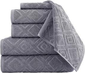 img 3 attached to 🚿 Premium Classic Turkish Towels: 6-Piece Luxury Bath Set with 100% Cotton, Grey Color - Soft, Absorbent and Textured Bath, Hand, and Washcloths Towels