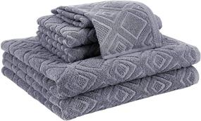 img 2 attached to 🚿 Premium Classic Turkish Towels: 6-Piece Luxury Bath Set with 100% Cotton, Grey Color - Soft, Absorbent and Textured Bath, Hand, and Washcloths Towels