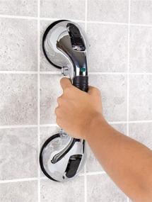 img 1 attached to 🚿 12 Inch Chrome Carex Ultra Grip Shower Grab Bar - Dual Locking Suction Cups for Bathtubs and Showers - Shower Handle and Bathroom Bar - Enhanced Safety and Accessibility