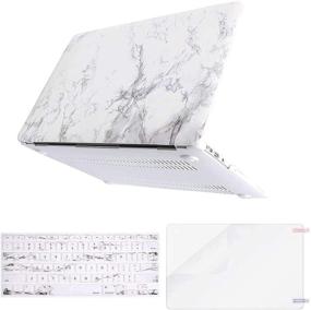 img 4 attached to MOSISO MacBook Air 13 inch Case (Models: A1369 & A1466, Older Version 2010-2017 Release), White Marble Pattern Hard Shell Case with Keyboard Cover and Screen Protector