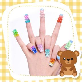 img 3 attached to 🐻 10 Colorful 3D Gummy Resin Bear Nail Charms for Nail Art & Jewelry Making - 40pcs: Shiny Resin Nail Charms