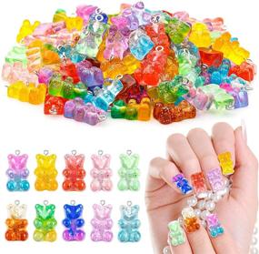 img 4 attached to 🐻 10 Colorful 3D Gummy Resin Bear Nail Charms for Nail Art & Jewelry Making - 40pcs: Shiny Resin Nail Charms