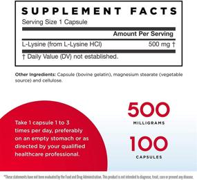 img 3 attached to 💊 Jarrow Formulas L-Lysine 500 mg - Essential Amino Acid for Protein Metabolism - 100 Capsules, up to 100 Servings