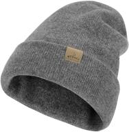 🧣 hysnan merino wool knit slouchy beanie for men and women - double layer warm cuffed skull beanie for skiing and skating logo