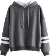 🔥 sweatyrocks striped hoodie: stylish sweatshirt with drop shoulder design and fleece comfort logo