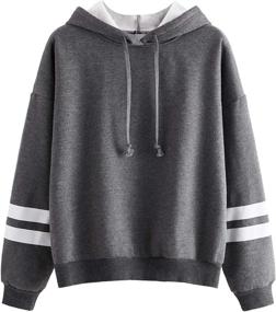 img 4 attached to 🔥 SweatyRocks Striped Hoodie: Stylish Sweatshirt with Drop Shoulder Design and Fleece Comfort