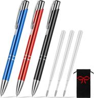 🖋️ efficient air release weeding tool pen set for htv vinyl craft projects - 3 piece stainless steel pen with replaceable refills (black, red, blue) logo