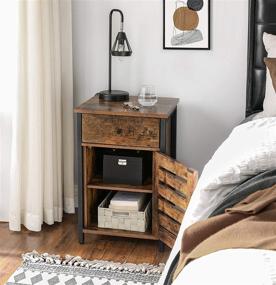 img 2 attached to Industrial Style Rustic Brown and Black Nightstand with Drawer, Shutter Door, and Adjustable Shelf - VASAGLE ULET063B01