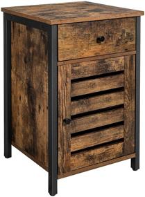 img 4 attached to Industrial Style Rustic Brown and Black Nightstand with Drawer, Shutter Door, and Adjustable Shelf - VASAGLE ULET063B01