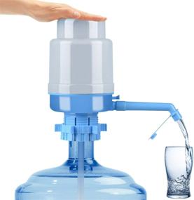 img 4 attached to 💧 Easy Portable Manual Hand Press Water Bottle Pump for Universal 2-6 Gallon Bottle Coolers - Gray/Blue, Easy Drinking Water Dispenser Pump
