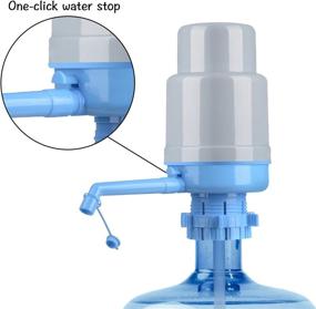 img 1 attached to 💧 Easy Portable Manual Hand Press Water Bottle Pump for Universal 2-6 Gallon Bottle Coolers - Gray/Blue, Easy Drinking Water Dispenser Pump