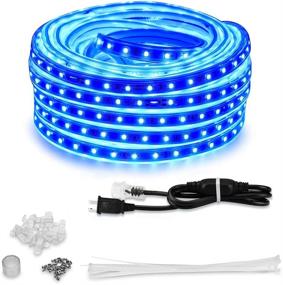 img 4 attached to AMANEER 50ft/15m LED Lights Strip Kit – Connectable, Flexible, Waterproof Blue Rope Lights – 110V 2 Wire, 900 Units SMD 2835 LEDs – Power Supply Included – Ideal for Backyards, Any Location Lighting, Indoor/Outdoor Use