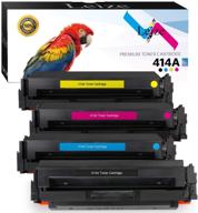 🖨️ leize compatible toner cartridges for hp 414a 414x w2020a w2021a w2022a w2023a color laserjet pro m454dn m454dw mfp m479fdw m479fdn series, 4-pack kcmy logo