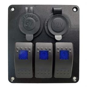 img 3 attached to JamGoer 3 Gang Blue LED 5 Pin ON/Off Switch Panel with Dual USB Blue Power Socket and Wiring Kits - Ideal for Marine Boat, Car, RV, Truck, and Other Vehicles