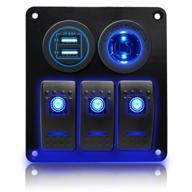 jamgoer 3 gang blue led 5 pin on/off switch panel with dual usb blue power socket and wiring kits - ideal for marine boat, car, rv, truck, and other vehicles логотип