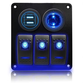 img 4 attached to JamGoer 3 Gang Blue LED 5 Pin ON/Off Switch Panel with Dual USB Blue Power Socket and Wiring Kits - Ideal for Marine Boat, Car, RV, Truck, and Other Vehicles