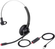 premium usb headset with microphone noise cancelling for clear skype calls and productive office work logo