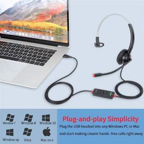 img 1 attached to Премиальные USB-гарнитура с микрофоном с функцией шумоподавления для четких звонков по Skype и продуктивной работы в офисе.