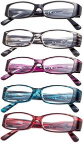 img 4 attached to 👓 Fashionable 5-Pack Spring Temple Reading Glasses for Women