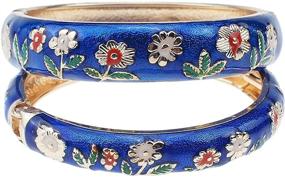 img 3 attached to 🐼 Эксклюзивные браслеты UJOY Cloisonne: Изысканный национальный флористический панды набор с эмалированным золотым покрытием - ручные браслеты для потрясающих ювелирных подарков 55С43