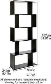 img 1 attached to 📚 Stylish and Spacious: Function Home 5-Tier Geometric Bookshelf in Black - Ideal for Living, Bedroom, and Study Room