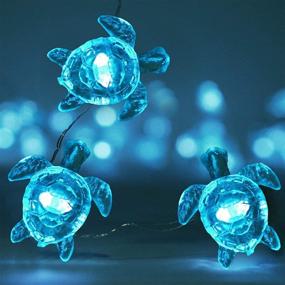 img 4 attached to 🐢 Sea Turtle Decorative String Lights - 14ft 40 LED 8 Modes Cool White Weatherproof Battery Operated Ocean Theme Lights for Bedrooms, Parties, Weddings, and Gardens with Remote and Timer by Decorman