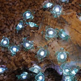 img 1 attached to 🐢 Sea Turtle Decorative String Lights - 14ft 40 LED 8 Modes Cool White Weatherproof Battery Operated Ocean Theme Lights for Bedrooms, Parties, Weddings, and Gardens with Remote and Timer by Decorman