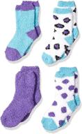 seo-optimized trimfit little girls microfiber fuzzy printed cozy socks bundle (pack of 4) logo